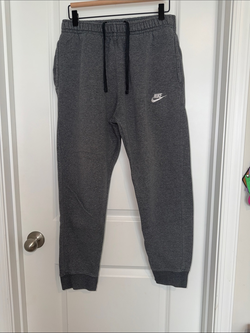 Nike Men's Dark Gray Fleece Joggers with White Logo